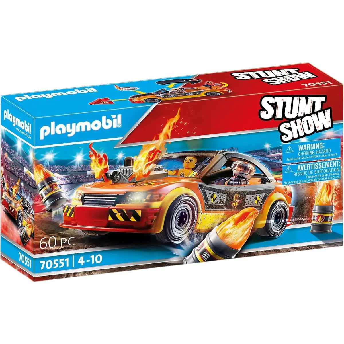 Playmobil Stunt Show Crash Car Playset with Figure and Accessories 9.3x10.2
