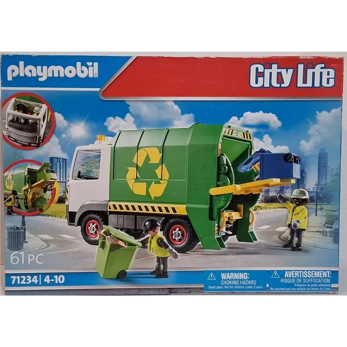 Playmobil Recycling Truck Playset Multicolor Toy Figure with Bins and Garbage