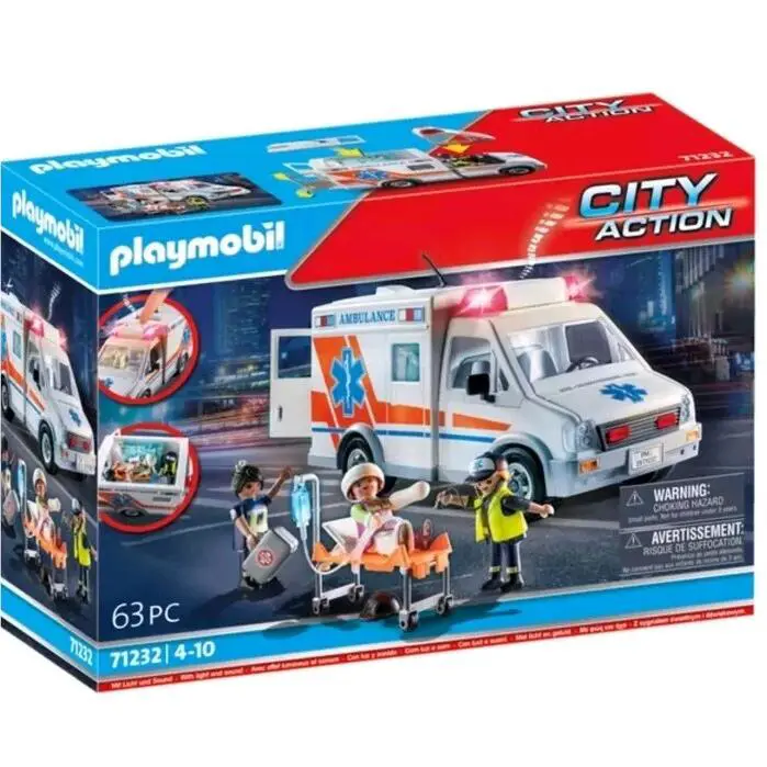 Playmobil Multicolor Rescue Ambulance Playset with Figures Stethoscope