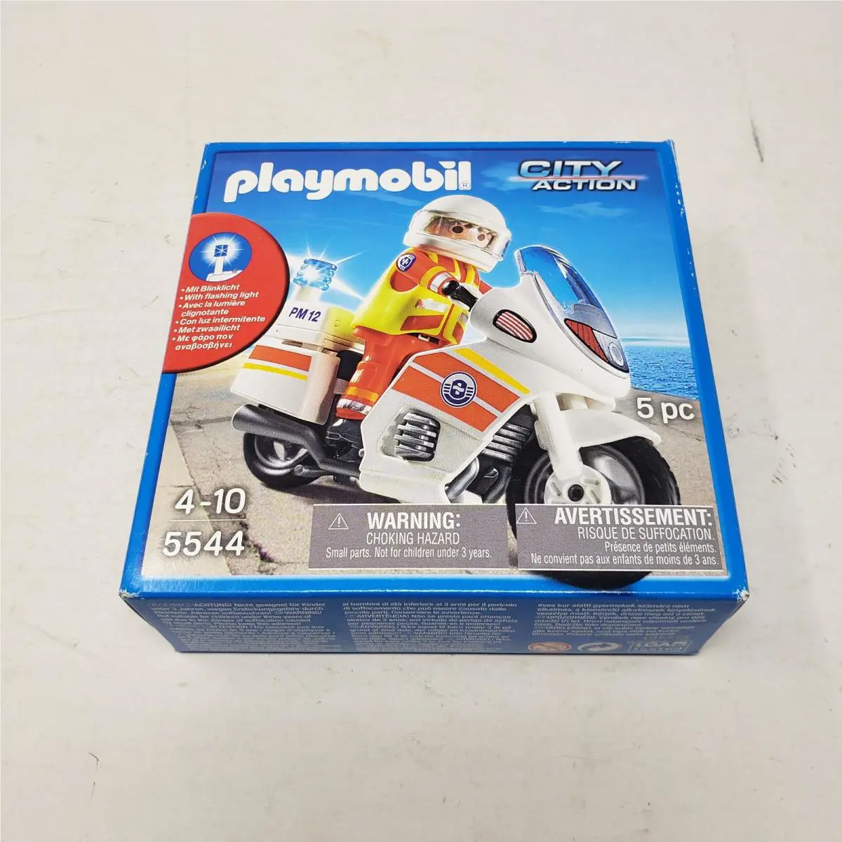 Playmobil City Action Emergency Motorcycle w/ Light Coast Guard Police Bike 5544