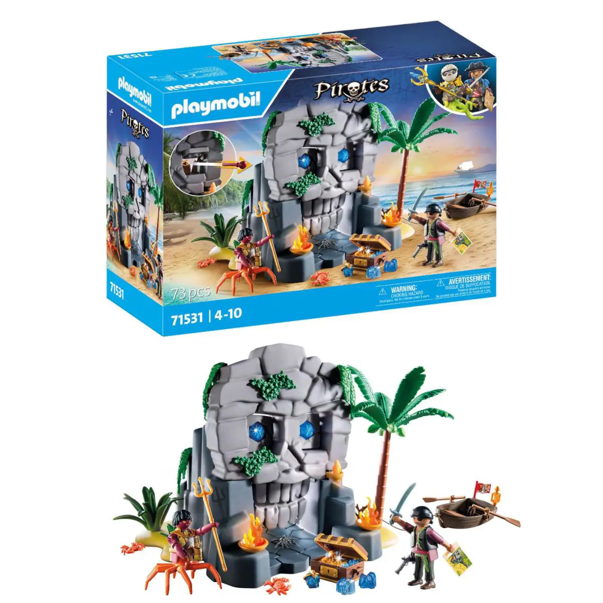 Playmobil Pirate Adventure Playset with Skull Island Rowboat and Cannons