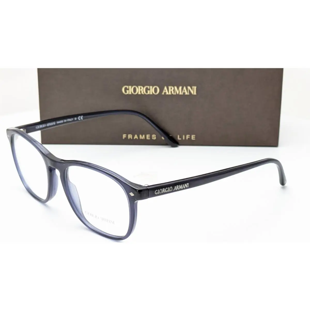 Giorgio Armani AR7003 5004 Matte Blue Trasnsparent Rectangle Men Eyeglasses 52mm