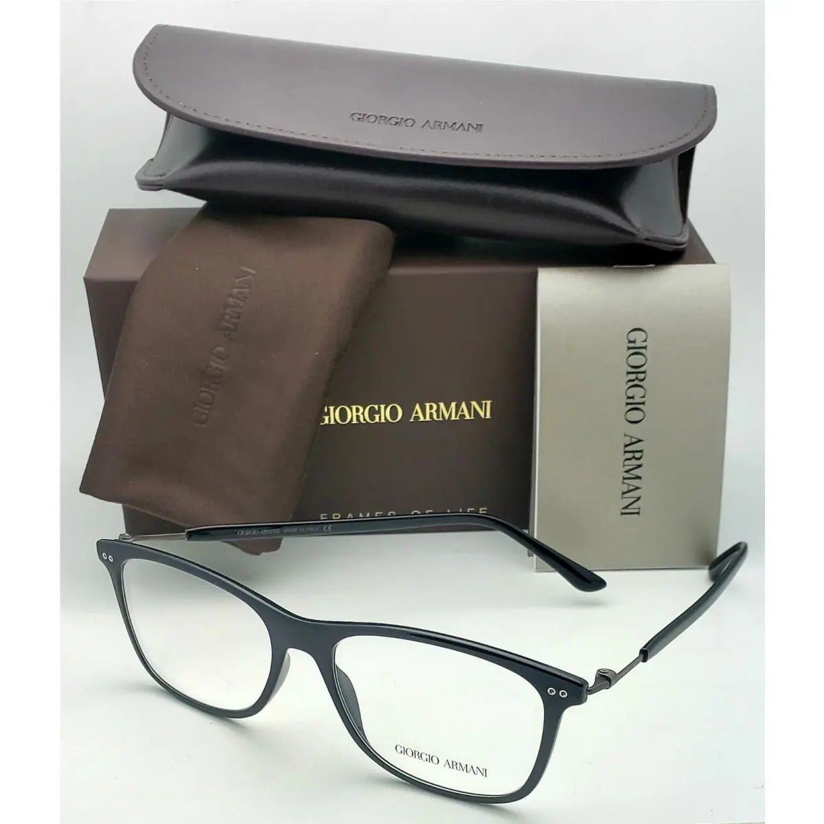 Eyeglasses AR 7059 5017 53-16 145 Thin Light Black Frames by Giorgio Armani