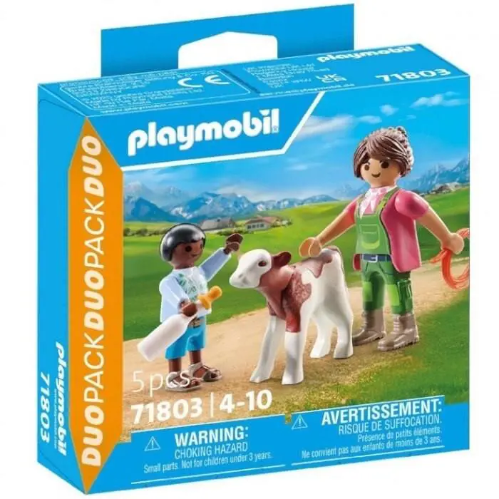 Playmobil 71803 Duopack Farmer with Child and Calf 5 Pcs Toy Building Kit