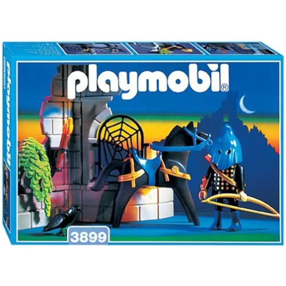 Playmobil 3899 Hooded Rider Blue Masked Man Archer with Horse Ruins Medieval