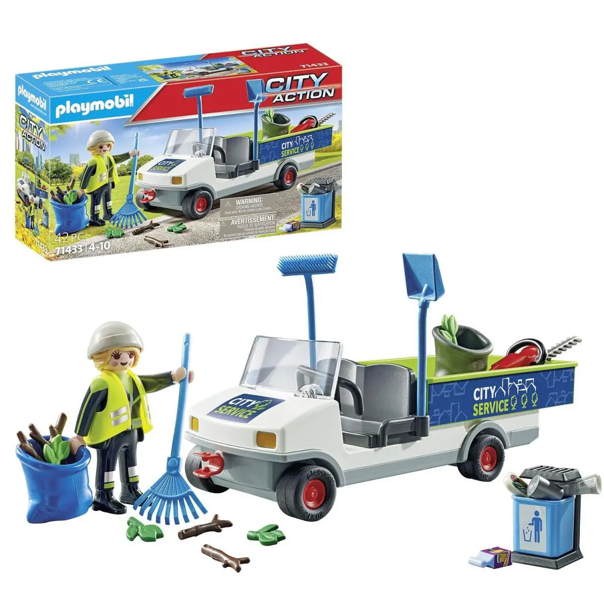 Playmobil City Cleaning Playset with Street Cleaner Vehicle and 42 Accessories