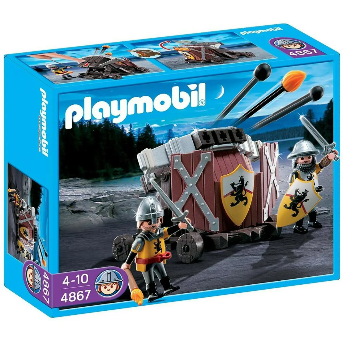 Playmobil 4867 Lion Knights Ballista Dart Catapult Shield Medieval 2 Figures