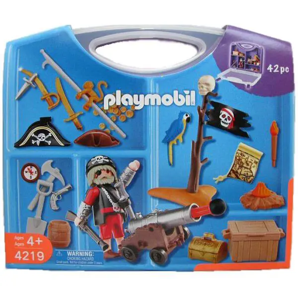 Playmobil 4219 Pirate Carrying Case Carry Treasure Figures Cannon Play Set