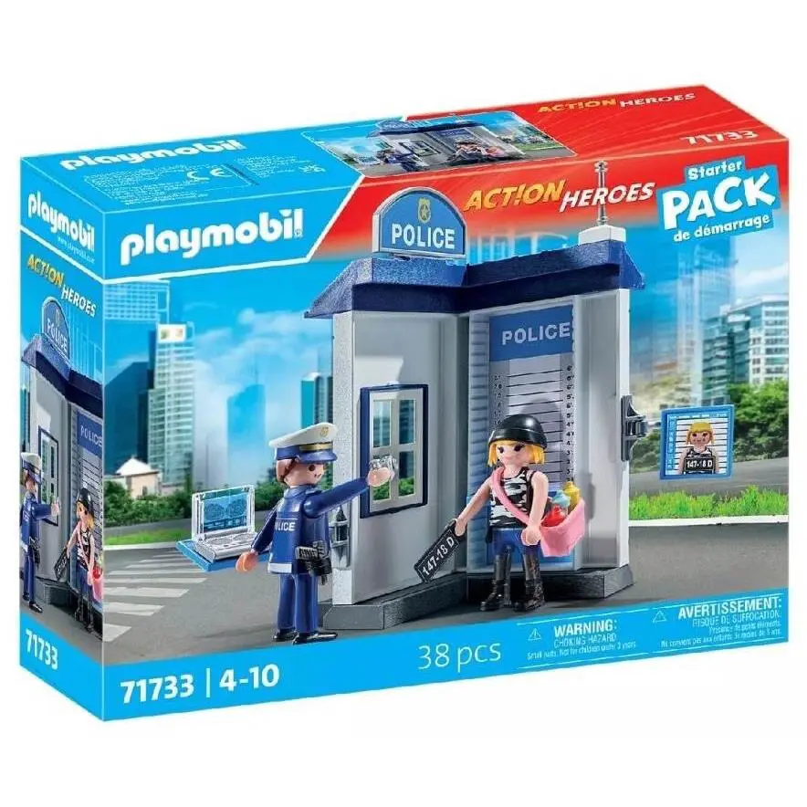 Playmobil 71733 Action Heroes: Starter Pack Police Station 38 Pcs Building Kit