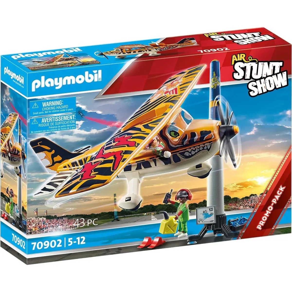 Playmobil Air Stunt Show Tiger Propeller Plane 70902 Building Kit Set