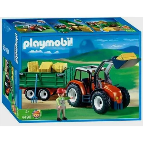 Playmobil 4496 Tractor with Hay Trailer Farmer Hay Bales