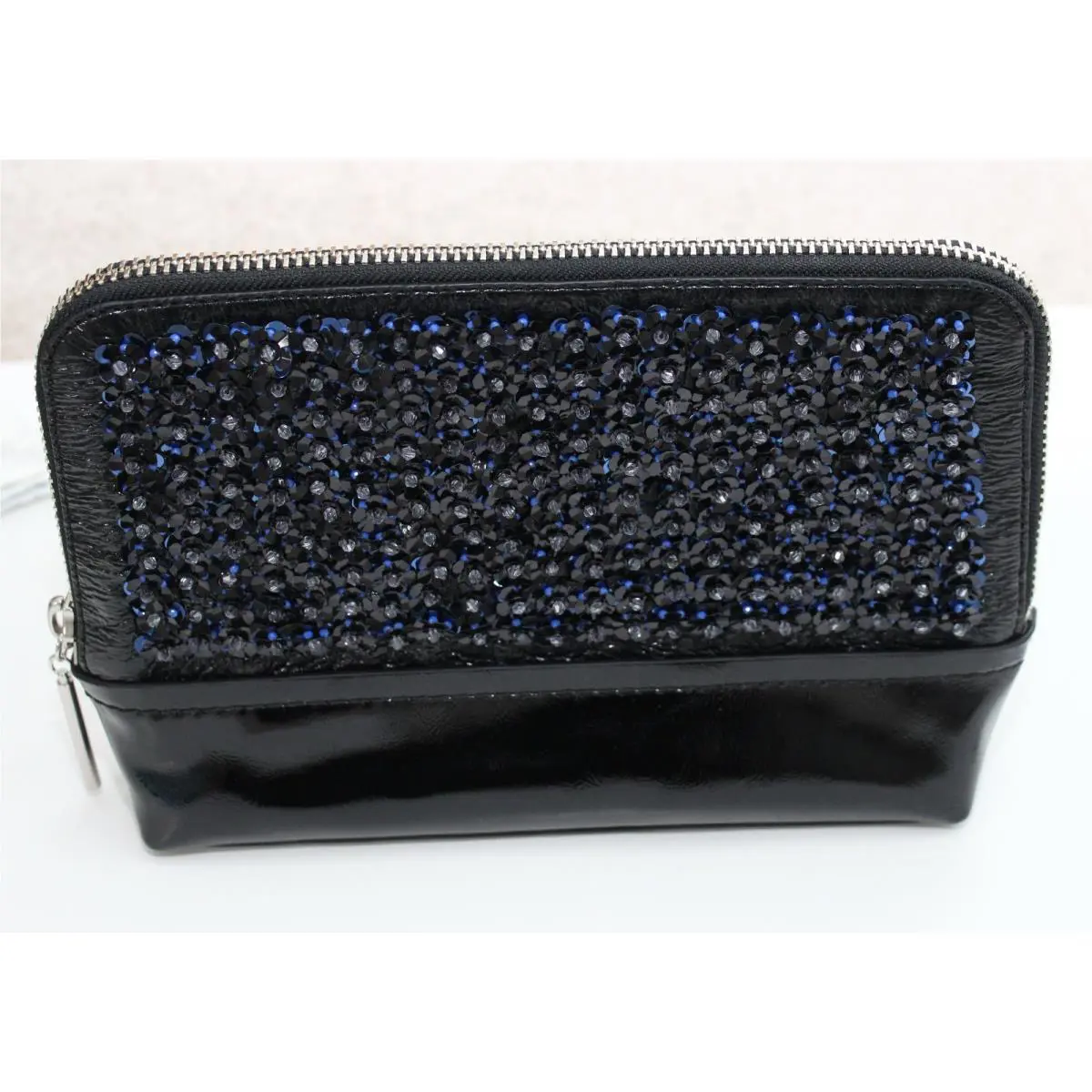 3.1  31 Minute Sapphire Blue Flower Patent Leather Cosmetic Case by Phillip Lim