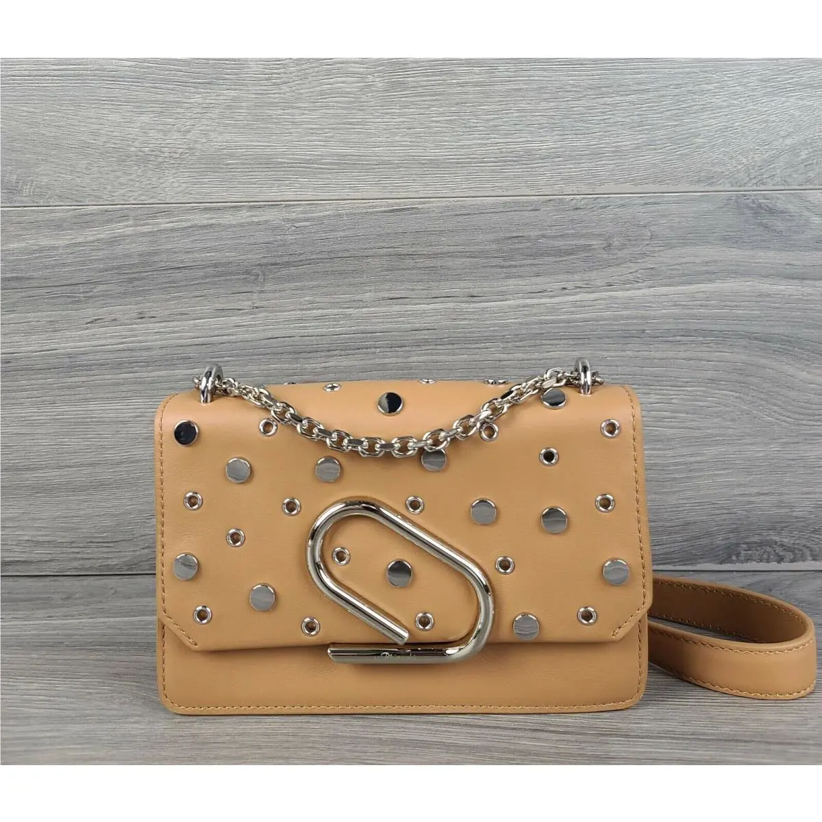 3.1  Crossbody Small Leather Alex Chain Clutch Handbag Camel Brown by Phillip Lim