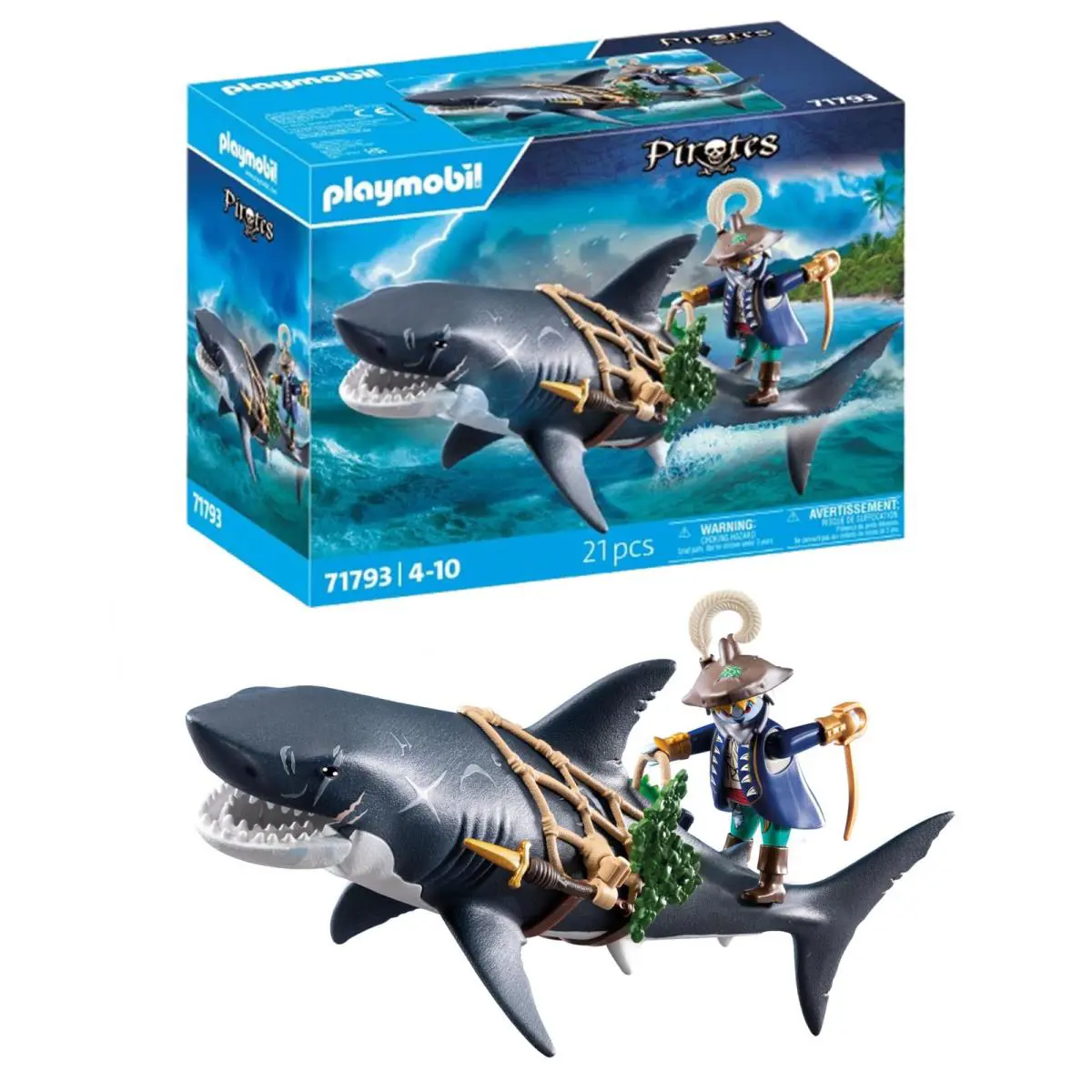 Playmobil Giant Shark Pirate Adventure Playset For Kids Age 4 and Up 80