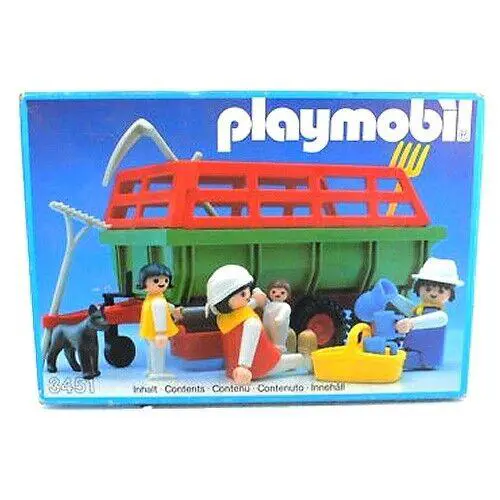 Playmobil 3451 Hay Wagon Farming Family Picnic Pitchfork Sickle