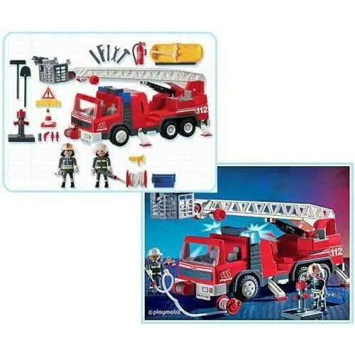Playmobil 3182 Rescue Ladder Unit Fire Truck with Electronic Flashing Light