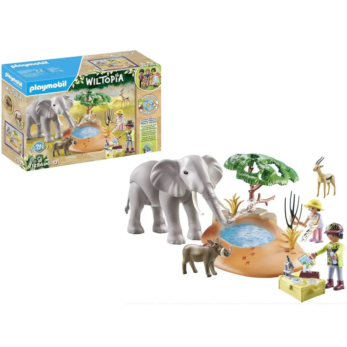 Wiltopia Elephant Waterhole Playset Multicolor Toy Figures Eco-friendly