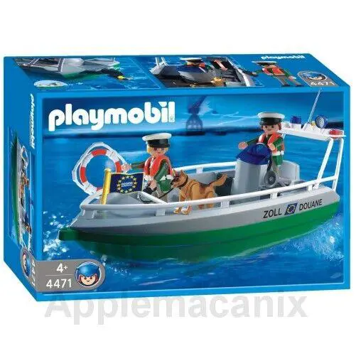 Playmobil 4471 Harbor Police Boat Coast Guard Motorboat W/figures City Action