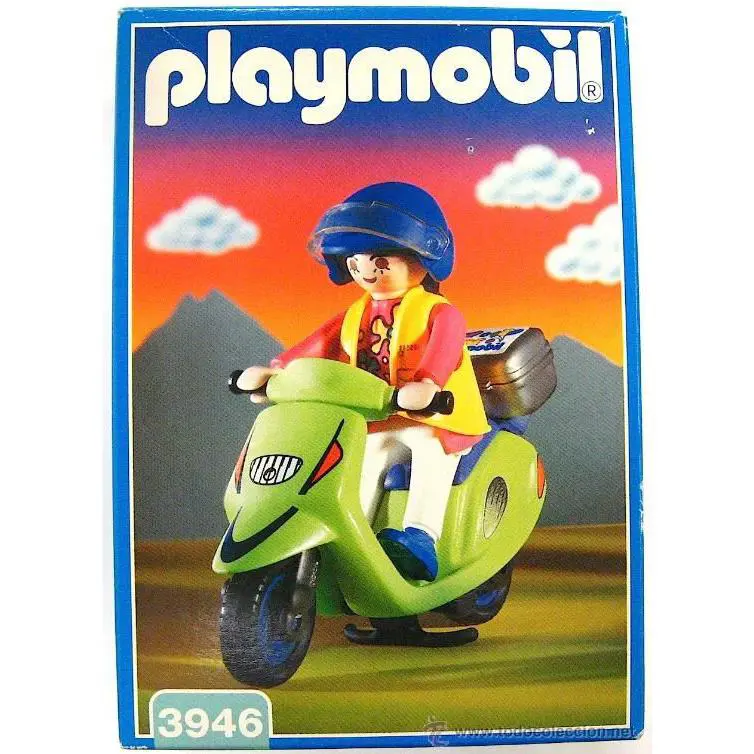 Playmobil 3946 Green Motor Scooter Motorbike Girl Woman Figure 1997-98 EW