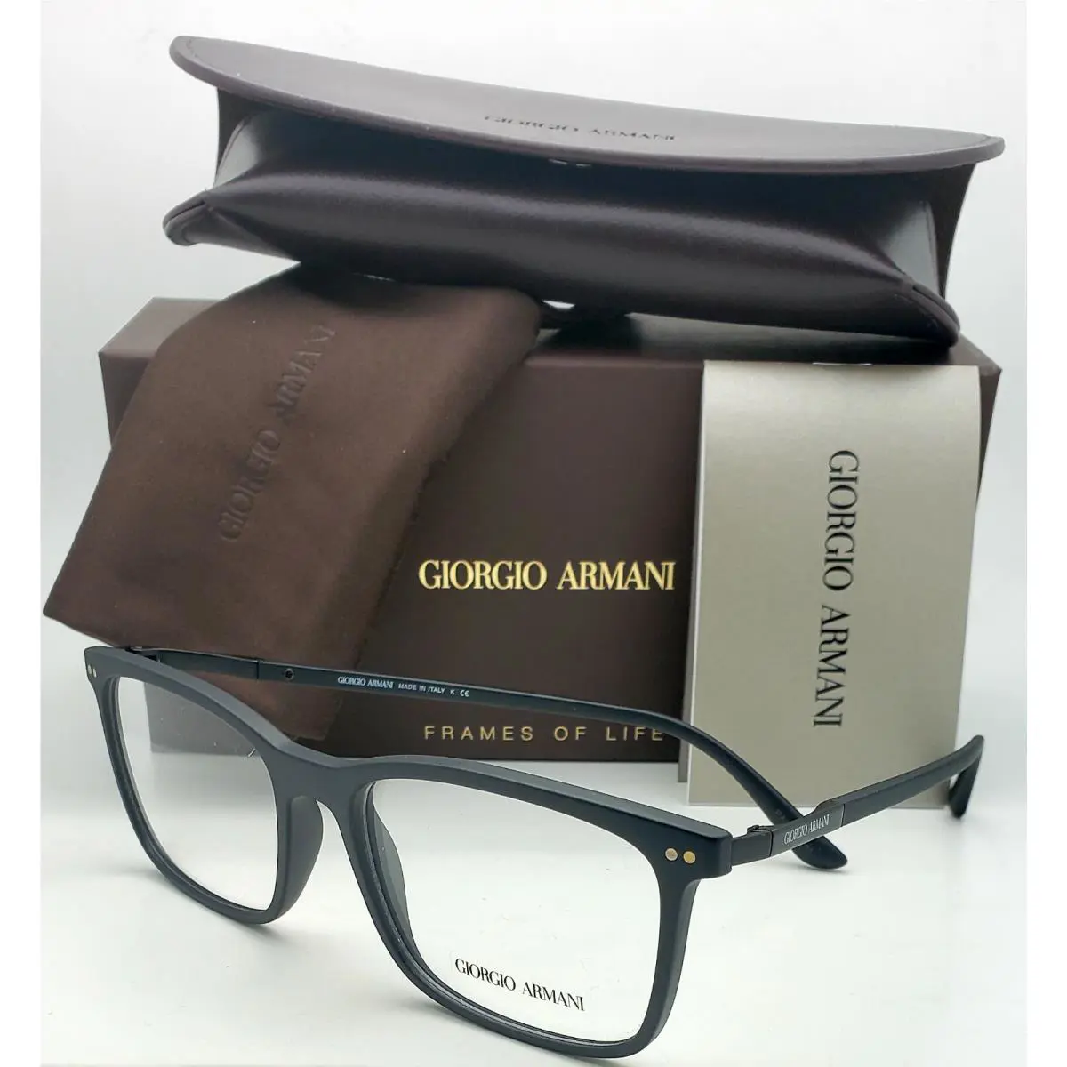 Eyeglasses AR 7122 5042 56-17 Thin Light Matte Black Frames by Giorgio Armani