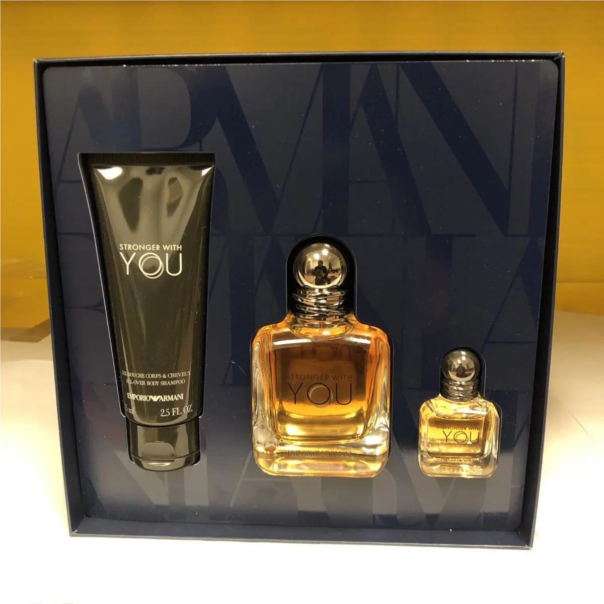 Stronger with You by Armani Set 1.7 Oz Edt Spray + .23 Oz Edt + 2.5 Oz Shampoo