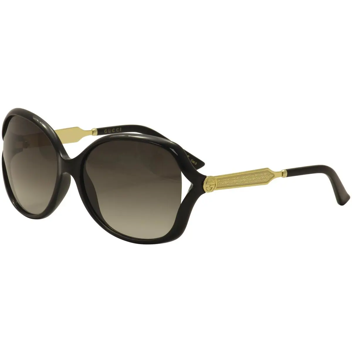 Gucci GG0076S 002 Black Grey Unisex Oversized Sunglasses - Frame: Black, Lens: Gray