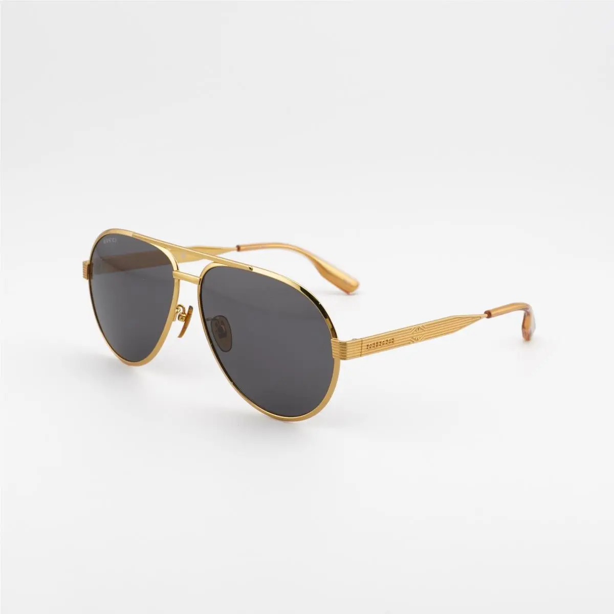 Gucci GG1513S 005 Shiny Gold/blue with Gold Logo Mirror 64-13-145 Sunglasses