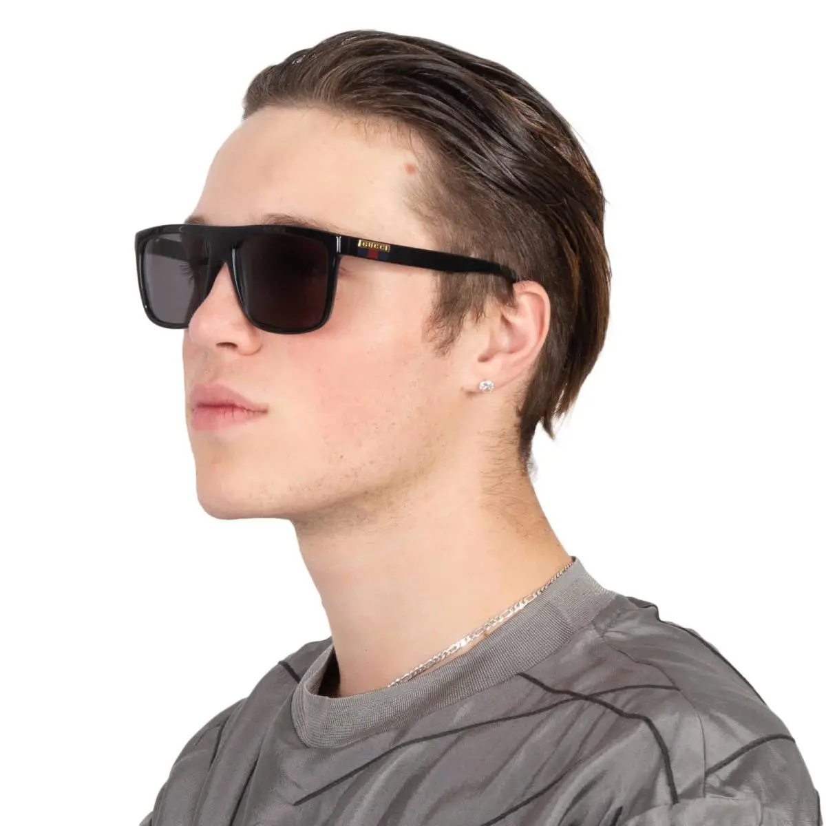 Gucci Grey Browline Men`s Sunglasses GG0748S 001 59 GG0748S 001 59