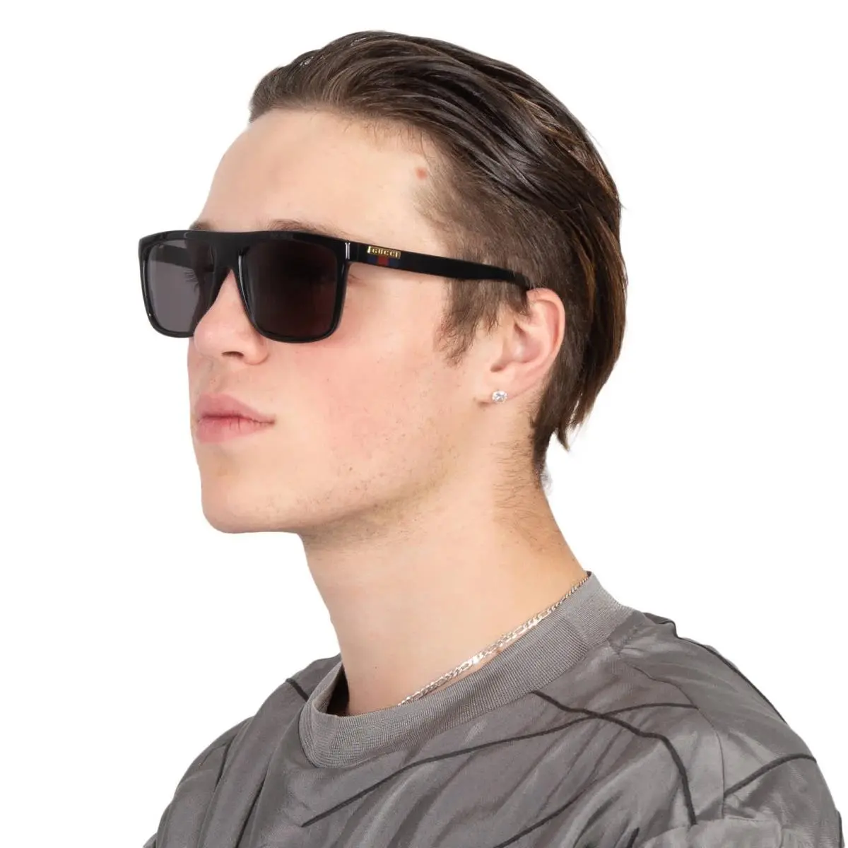 Gucci Grey Browline Men`s Sunglasses GG0748S 001 59 GG0748S 001 59