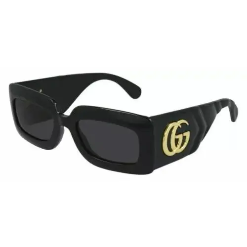 Gucci Marmont Sunglasses GG 0811S 811 001 Black Gold Grey Lens 53-21-145