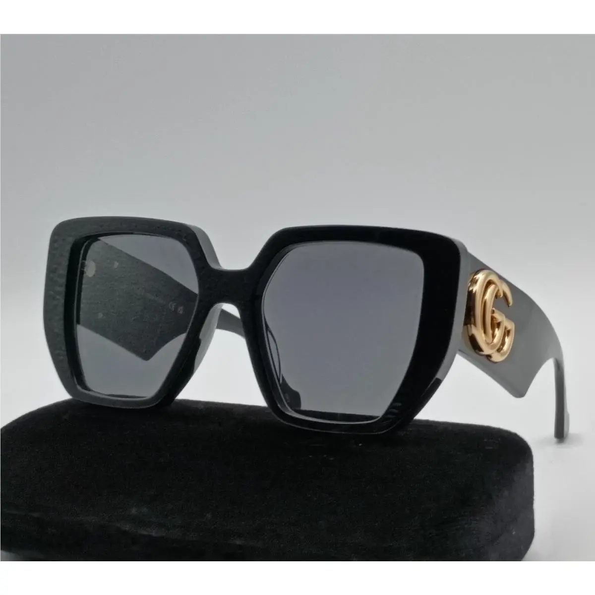 GG0956S 003 Women Square Oversized Sunglasses Black Frame Grey Lenses by Gucci