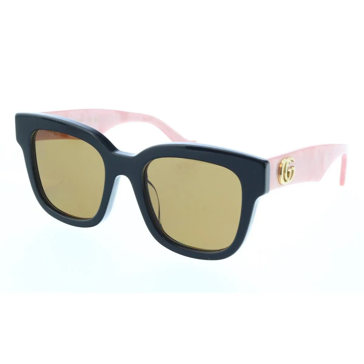 Gucci GG0998S-005 Bold Square Sunglasses with Glossy Black Frame and Pink Marble