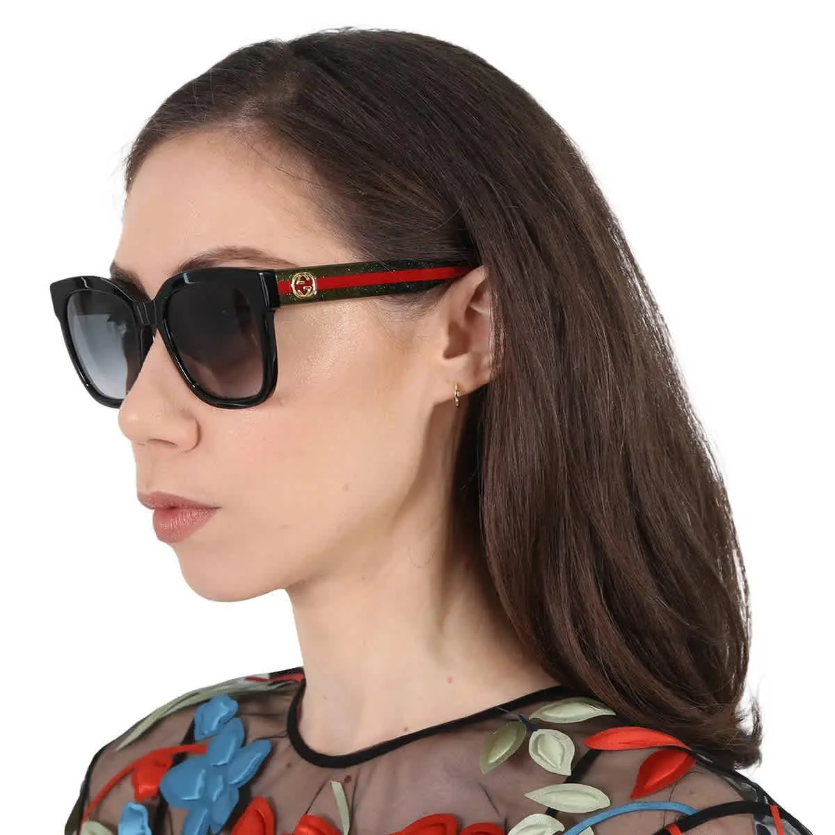 Gucci Grey Gradient Square Ladies Sunglasses GG0034SN 002 54 GG0034SN 002 54 - Multi, Frame: Black, Lens: Gray