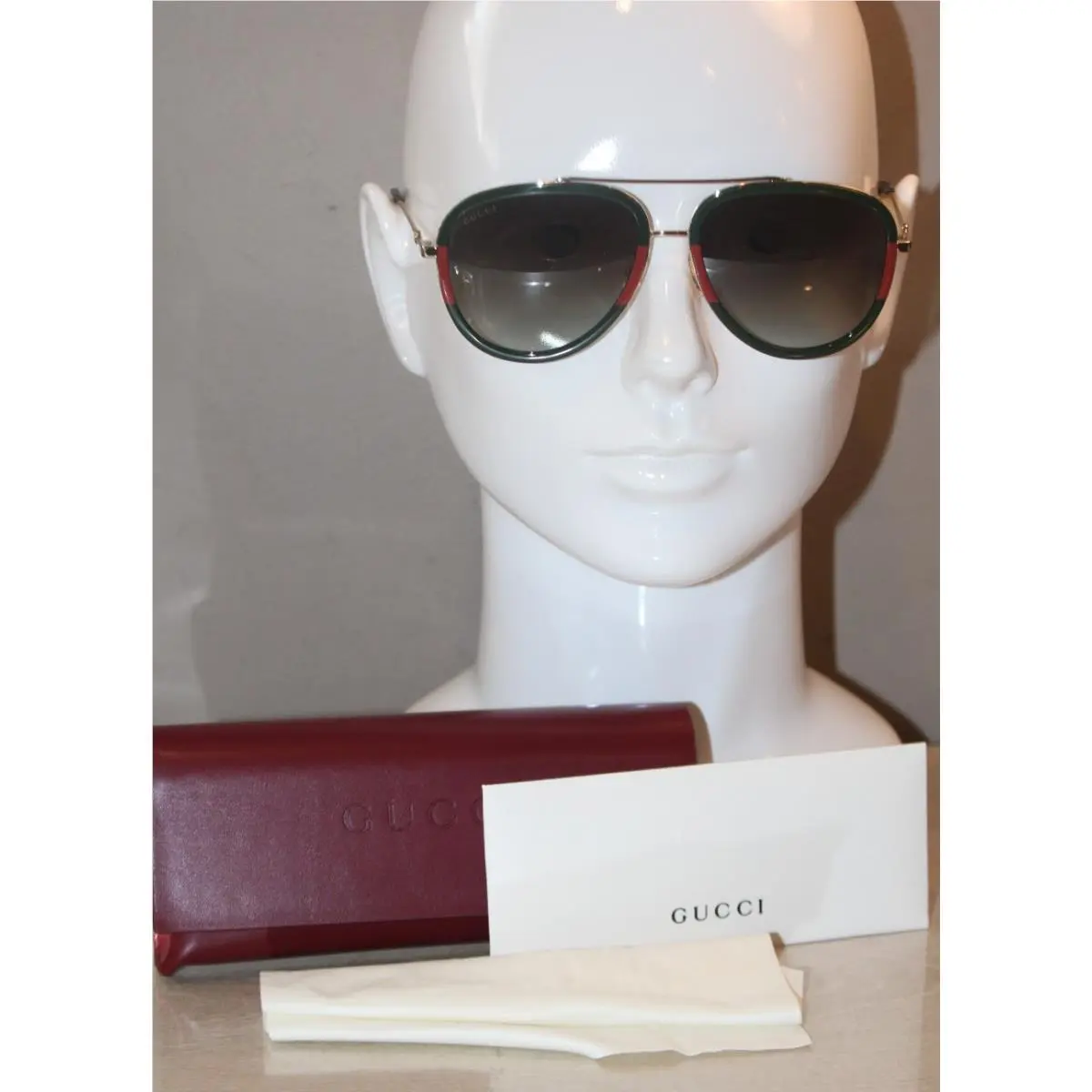 Gucci GG00625 003 Gold-gold-green Unisex Sunglasses Made IN Japan