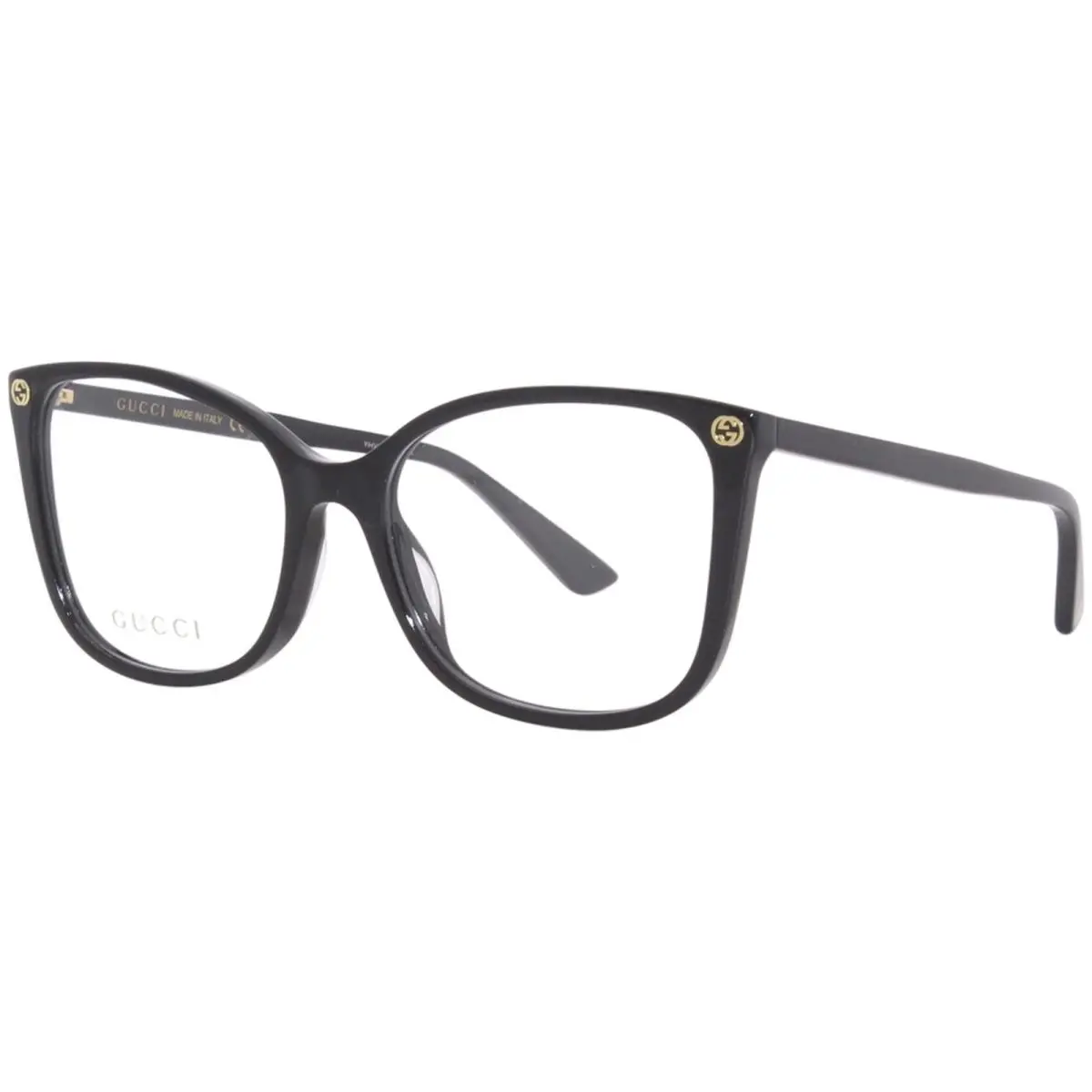 Gucci GG0026O 001 Eyeglasses Frame Women`s Black Full Rim Cat Eye Shape 53mm