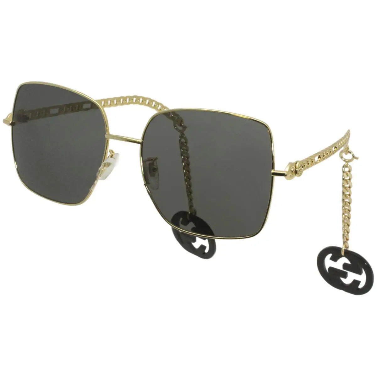 Gucci GG0724S 001 Sunglasses Gold/grey Lens Removable Heart Chain Earrings 61mm