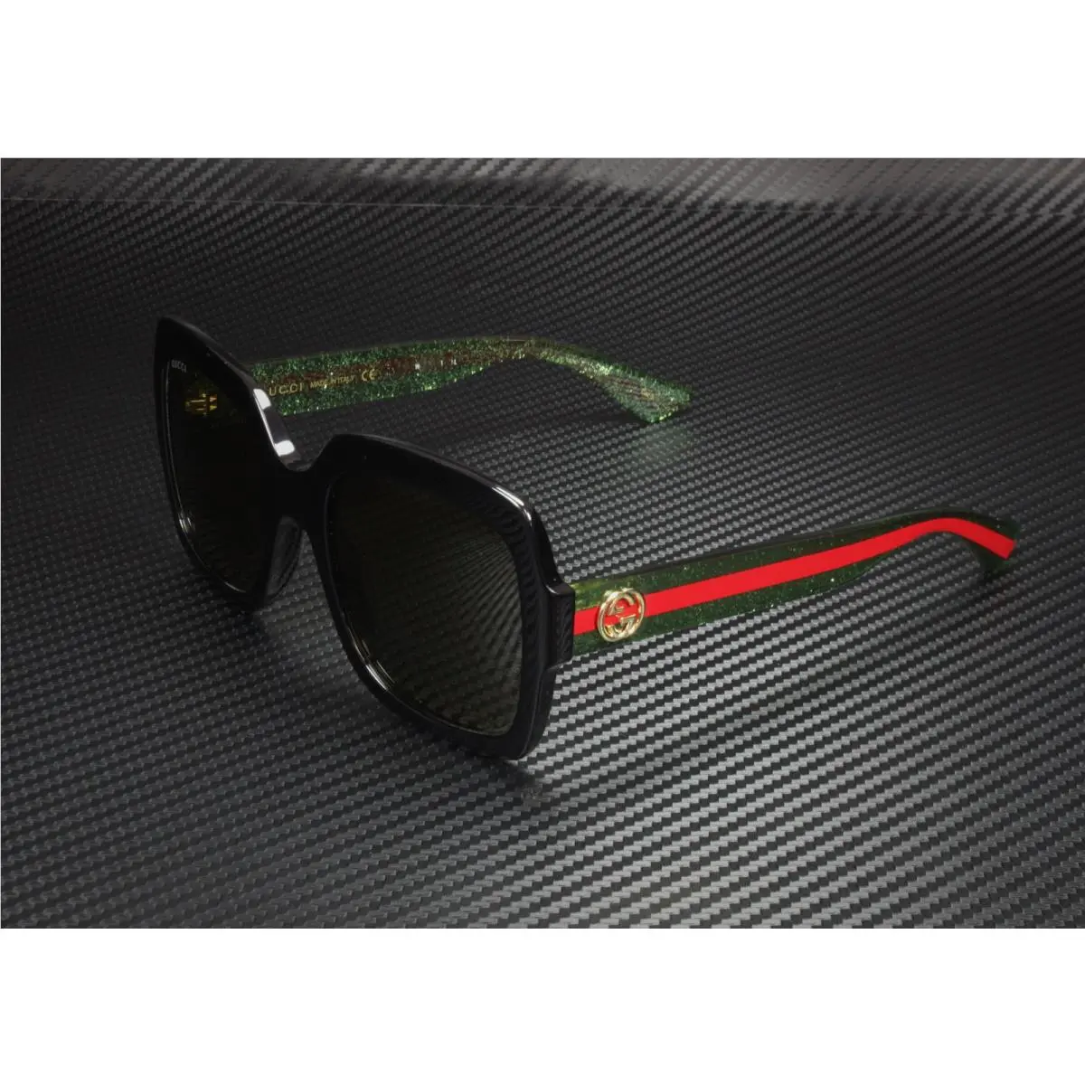 Gucci GG0036SN 002 Rectangular Square Black Brown 54 mm Women`s Sunglasses - Frame: Black, Lens: Brown