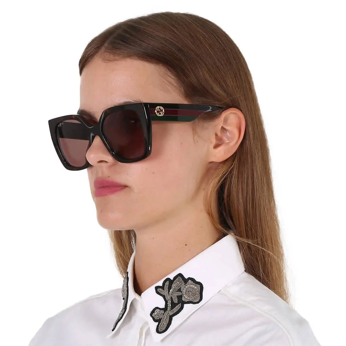 Gucci Brown Butterfly Ladies Sunglasses GG1300S 002 55 GG1300S 002 55 - Brown, Frame: Brown, Lens: Brown