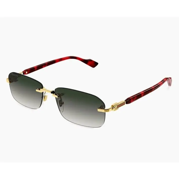 Sunglasses GG1221S 006 Gold Havana Grey Gradient Lens Rectangular Rimless by Gucci
