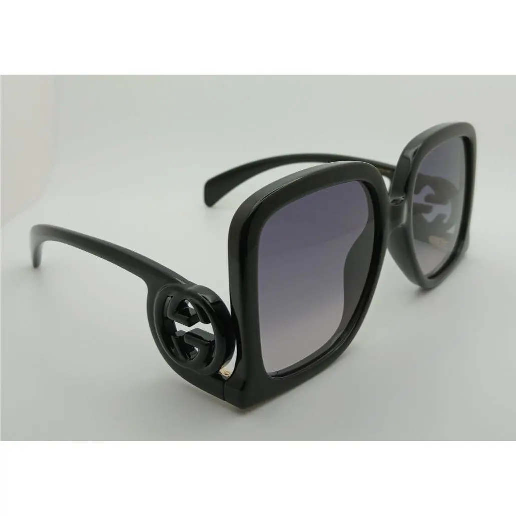 Gucci GG1326s Women Sunglasses Square Oversized Black Frame Grey Lenses