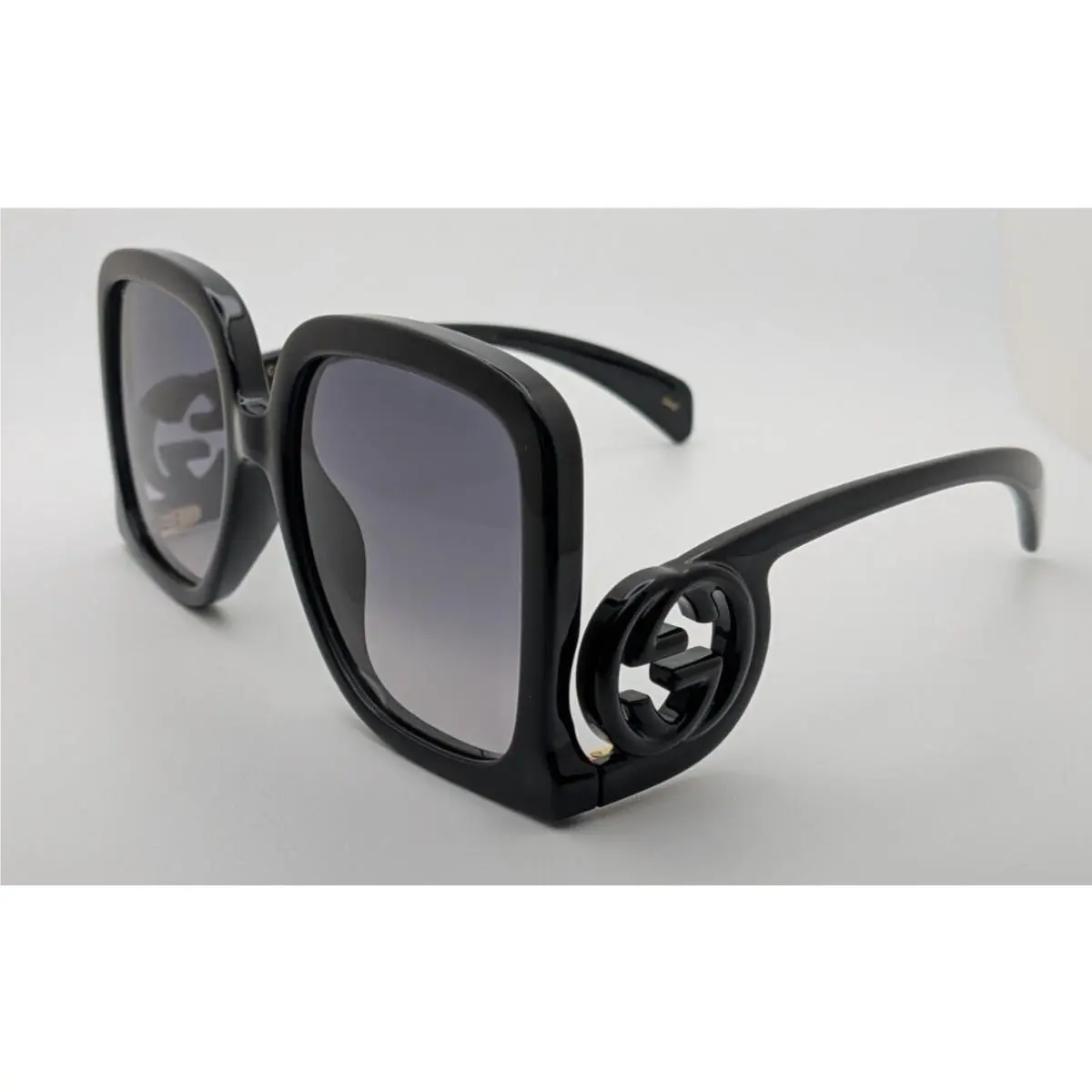 GG1326s 001 Women Sunglasses Square Oversized Black Frame Grey Lenses by Gucci