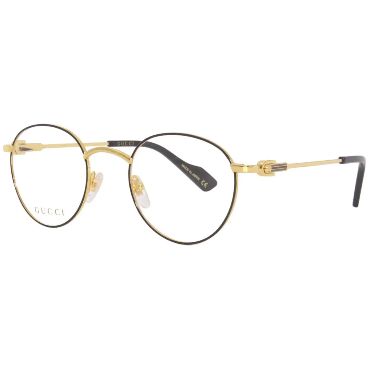 Gucci GG1222O 001 Eyeglasses Frame Men`s Black/gold Full Rim Oval Shape 48-mm