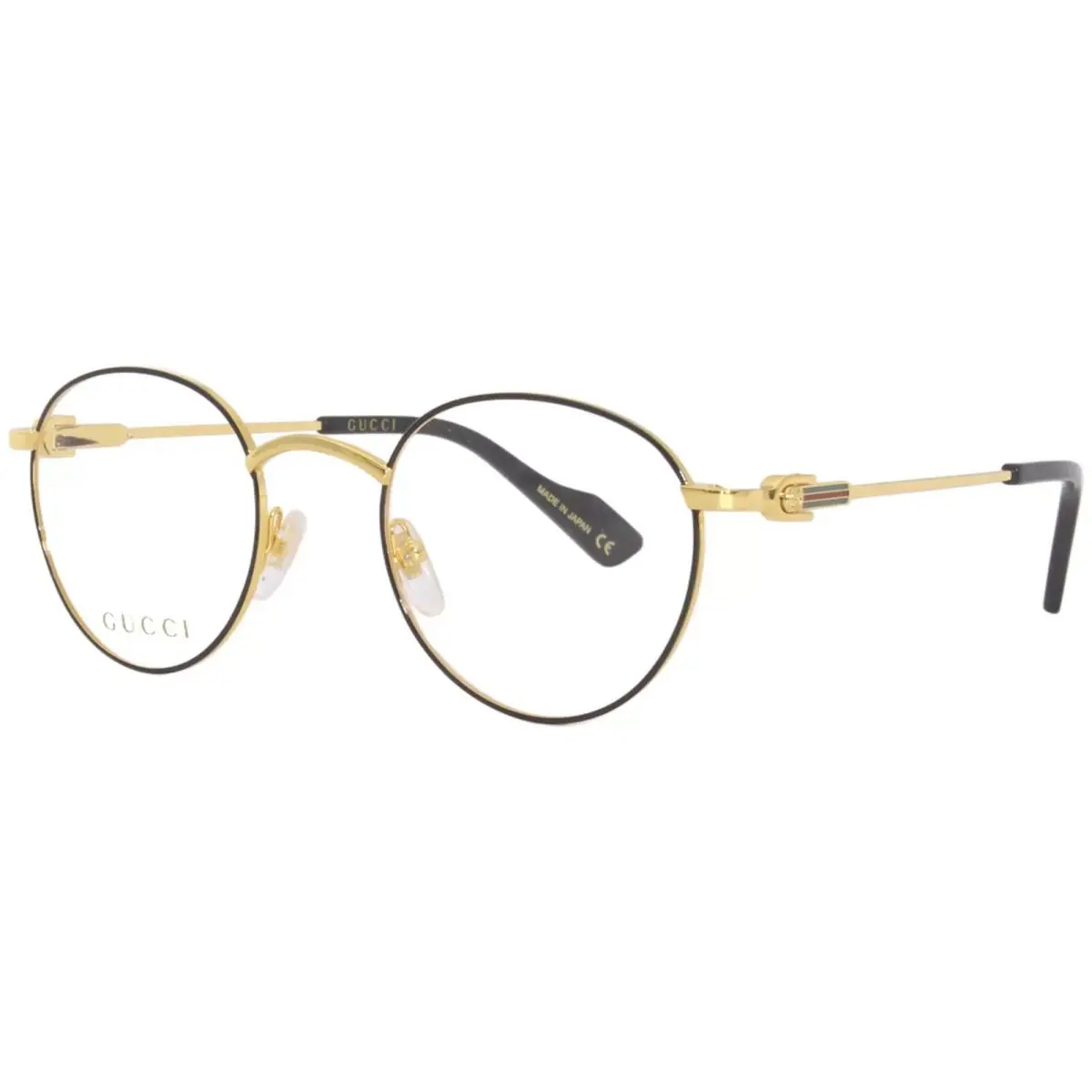 Gucci GG1222O 001 Eyeglasses Frame Men`s Black/gold Full Rim Oval Shape 48-mm