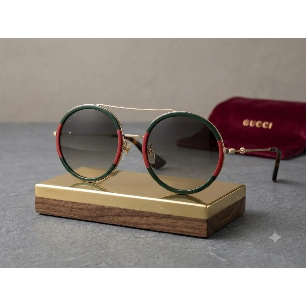 GG0061S-003 Women Aviator Sunglasses in Gold Color Metal Round by Gucci