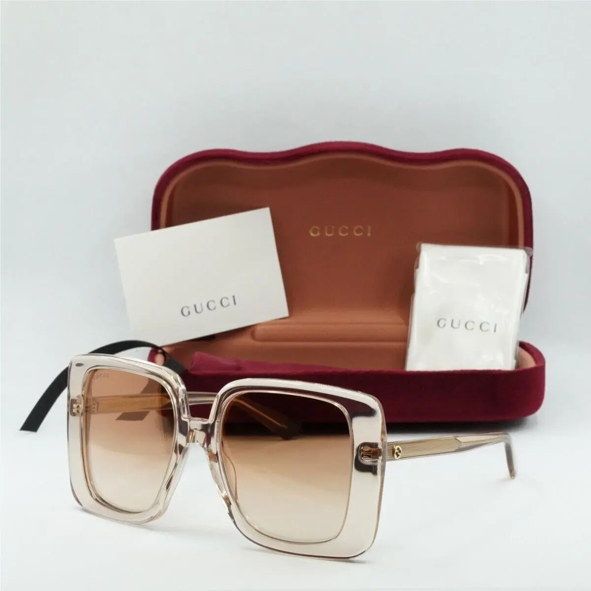 GG1314S 005 Transparent Sand/brown Gradient 55-19-140 Sunglasses by Gucci