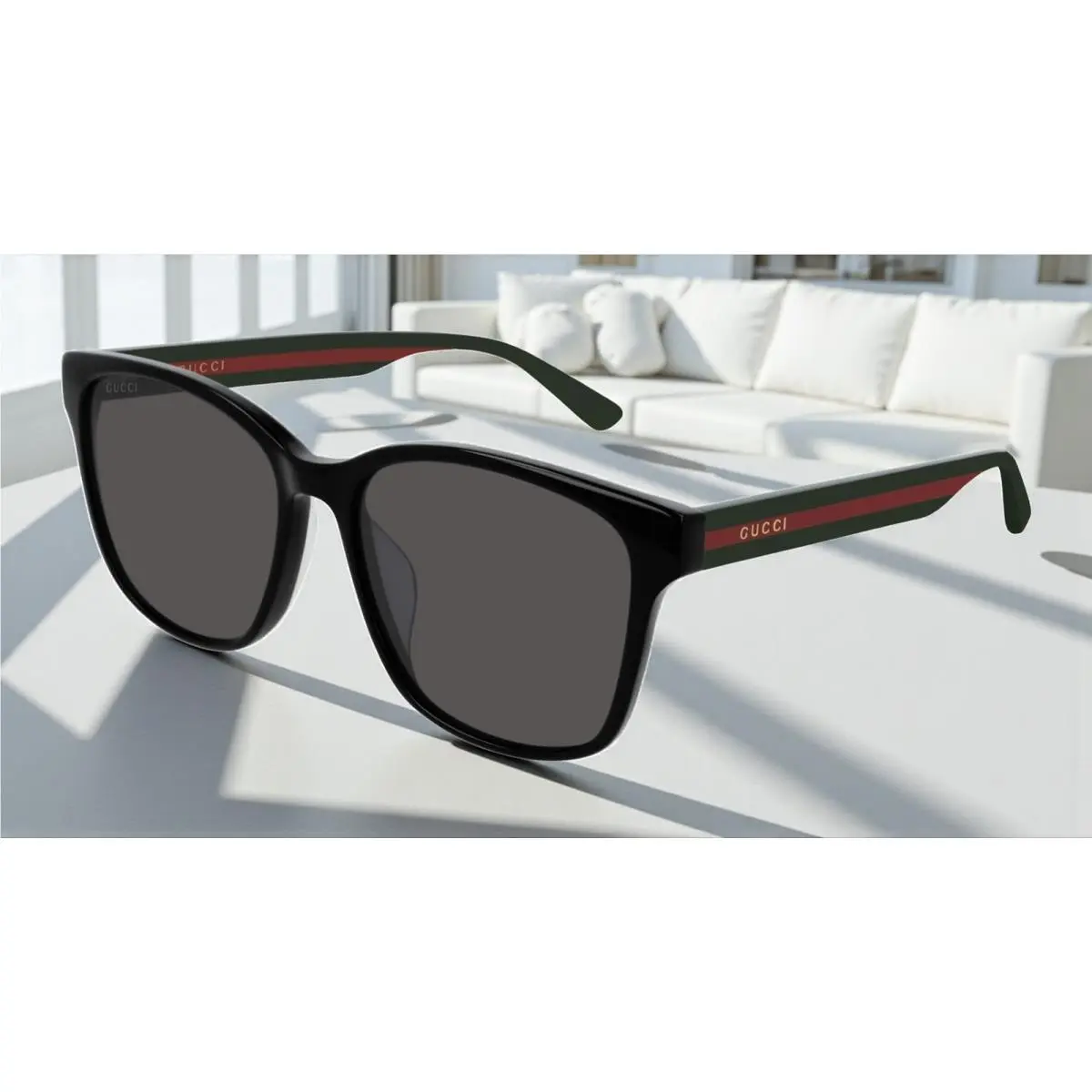 GG0417SK 001 Round Oval Black Grey 56 mm Unisex Sunglasses by Gucci