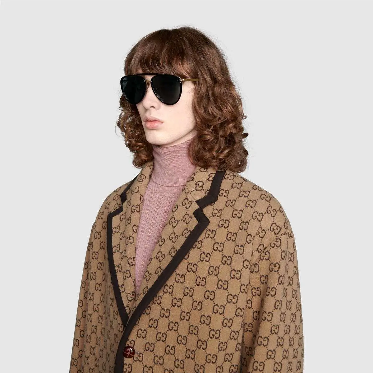 Gucci Unisex Sunglasses GG0672S 001 Black Gold Grey Lens 58mm