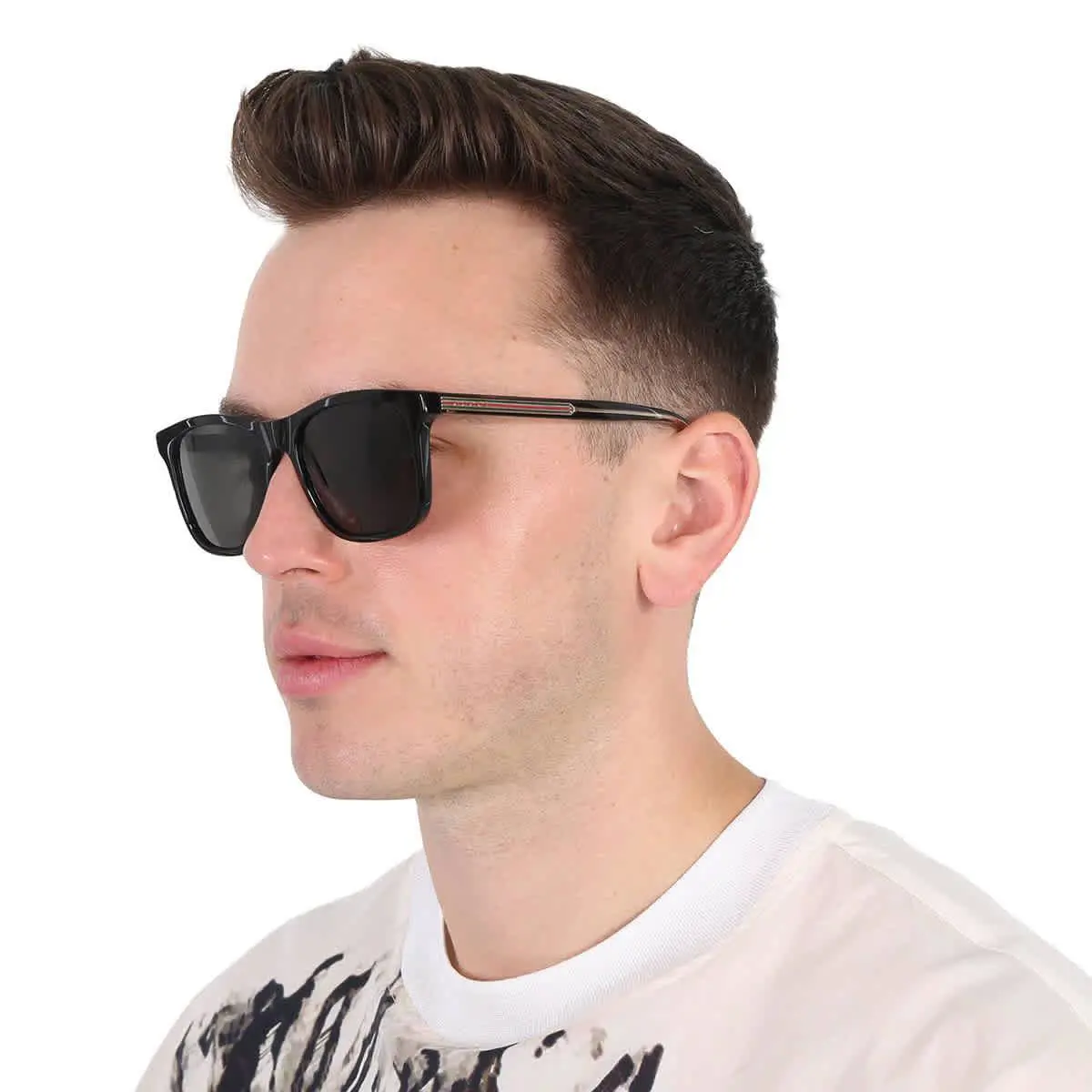 Gucci Polarized Grey Square Men`s Sunglasses GG0381SN 007 57 GG0381SN 007 57