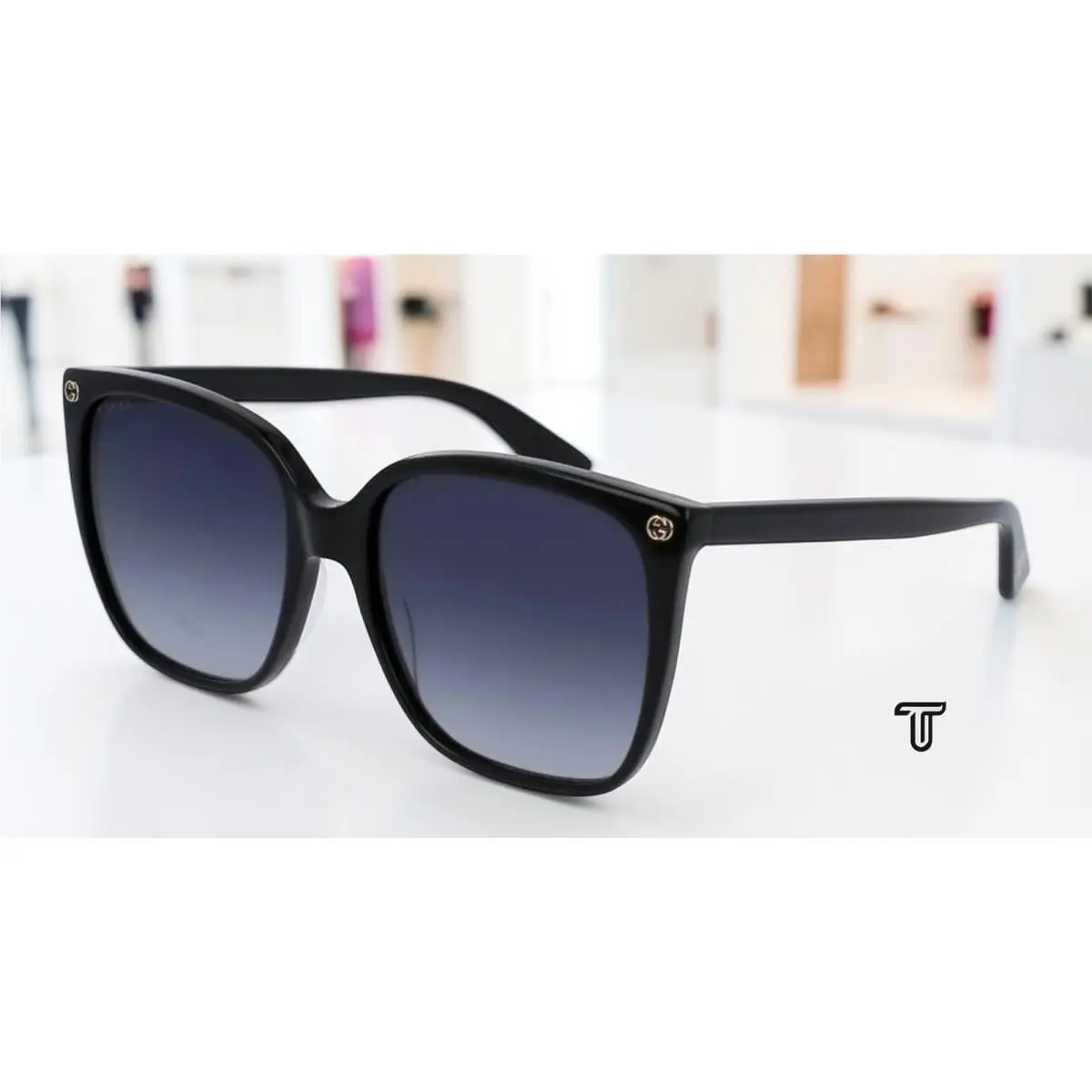 Gucci GG0022S 001 Cat Eye Black Grey 57 mm Women`s Sunglasses - Frame: Black, Lens: Gray
