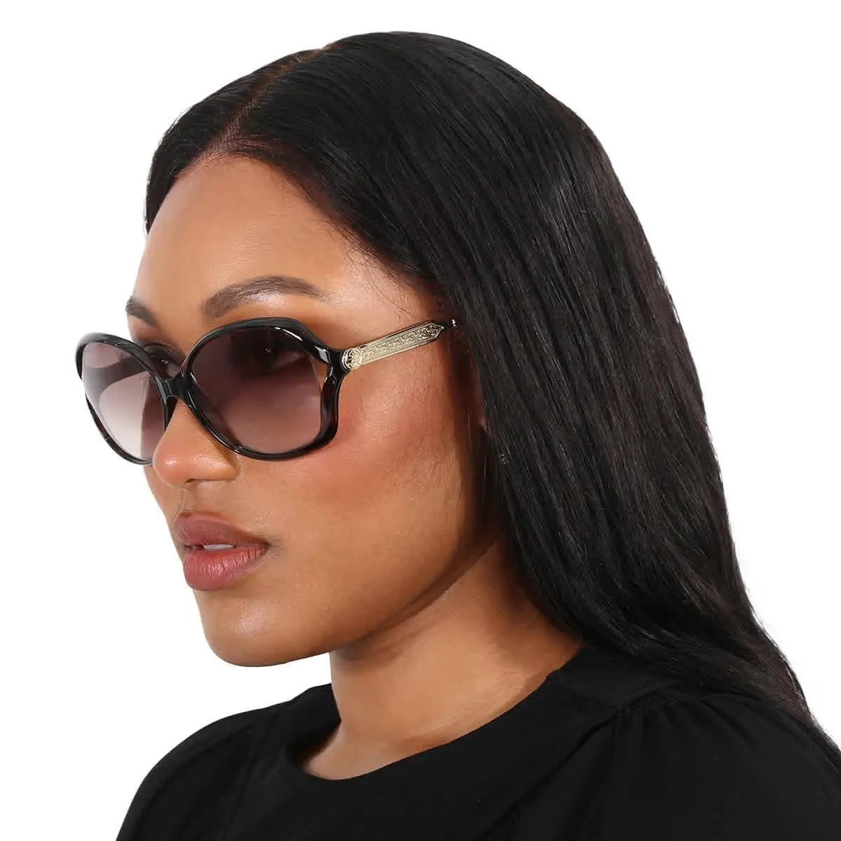 Gucci Brown Butterfly Ladies Sunglasses GG0076S 003 60 GG0076S 003 60 - Brown, Frame: Brown, Lens: Brown